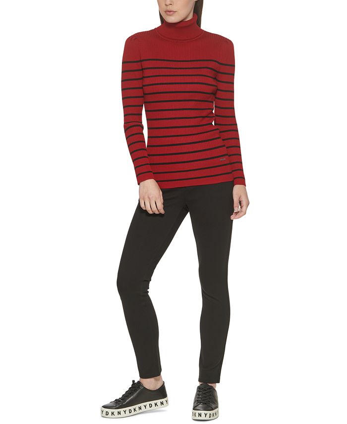 DKNY Striped Ribbed Turtleneck Sweater & Reviews - Sweaters - Women ...