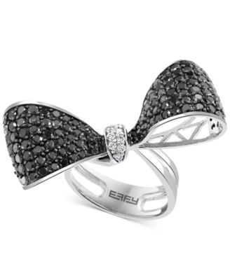 black and white diamond bow ring