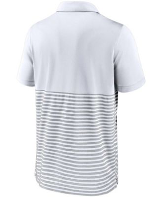 Men's White-Gray Cleveland Indians Home Plate Striped Polo