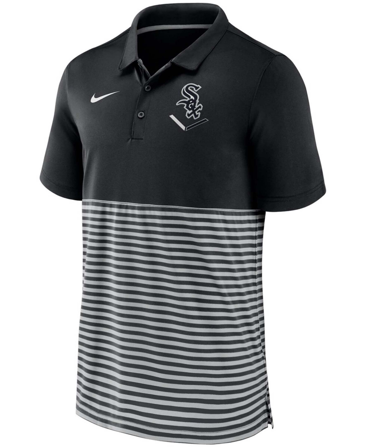 Men's Black-Gray Chicago White Sox Home Plate Striped Polo - Black-Gray