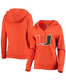 Plus Size Orange Miami Hurricanes Primary Logo V-Neck Pullover Hoodie