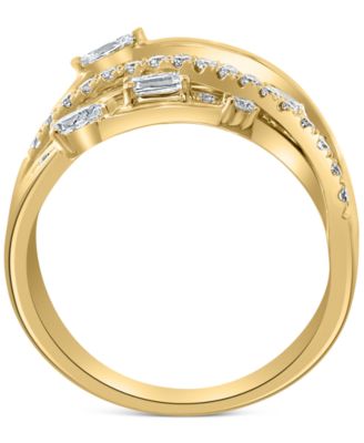 EFFY&reg; Diamond Multi-Shape Multirow Crossover Ring (1 ct. t.w.) in 14k Gold