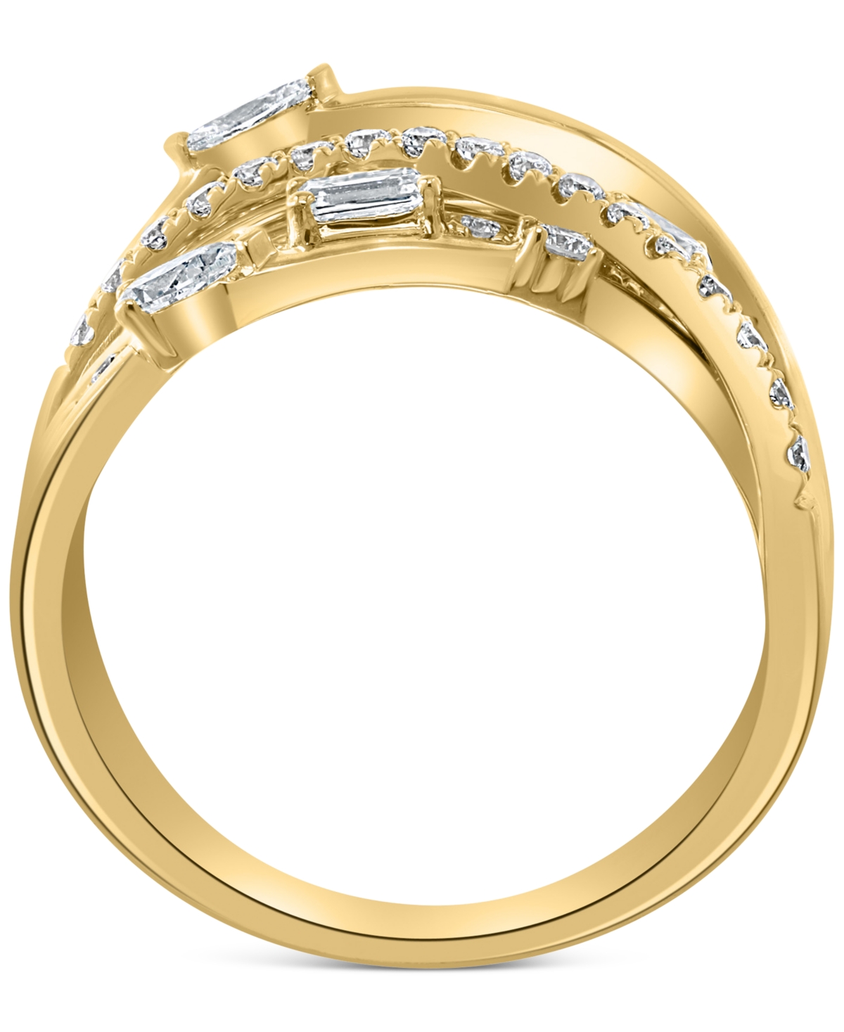 Effy Diamond Multi-Shape Multirow Crossover Ring (1 ct. t.w.) in 14k Gold