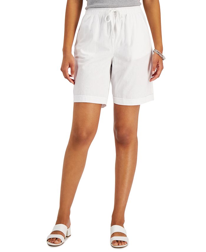 Karen Scott Gemma Cotton Drawstring Bermuda Shorts, Created for Macy's