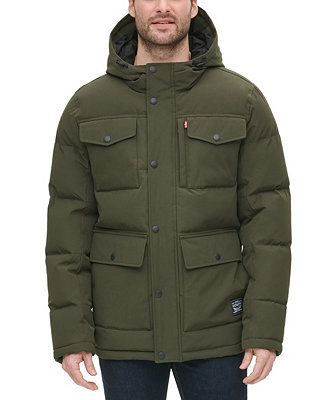 Levi's Men's Quilted Four Pocket Parka Hoody Jacket & Reviews - Coats ...