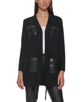Calvin Klein - Faux Leather Pocket Sweater