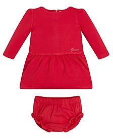 Baby Girls Empire Waist Knit Dress with Diaper Cover