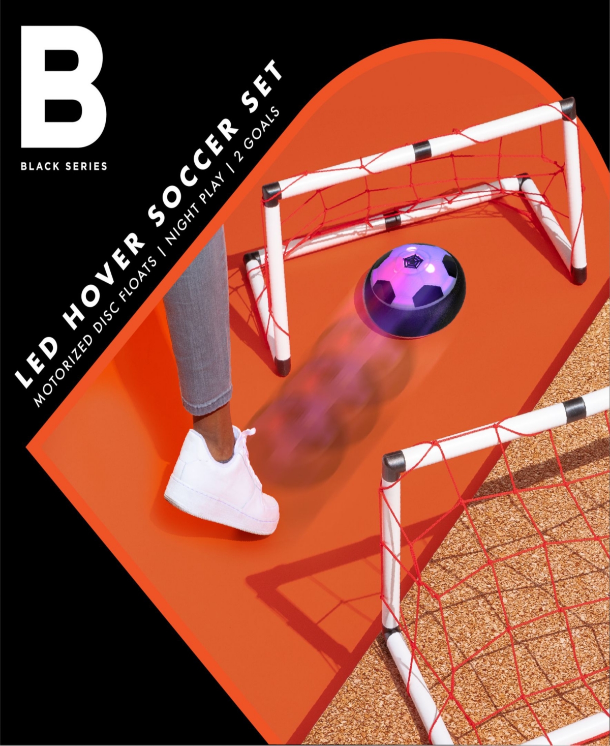 Series Hover Air Led Soccer Game with Hover Disc Floats - Black