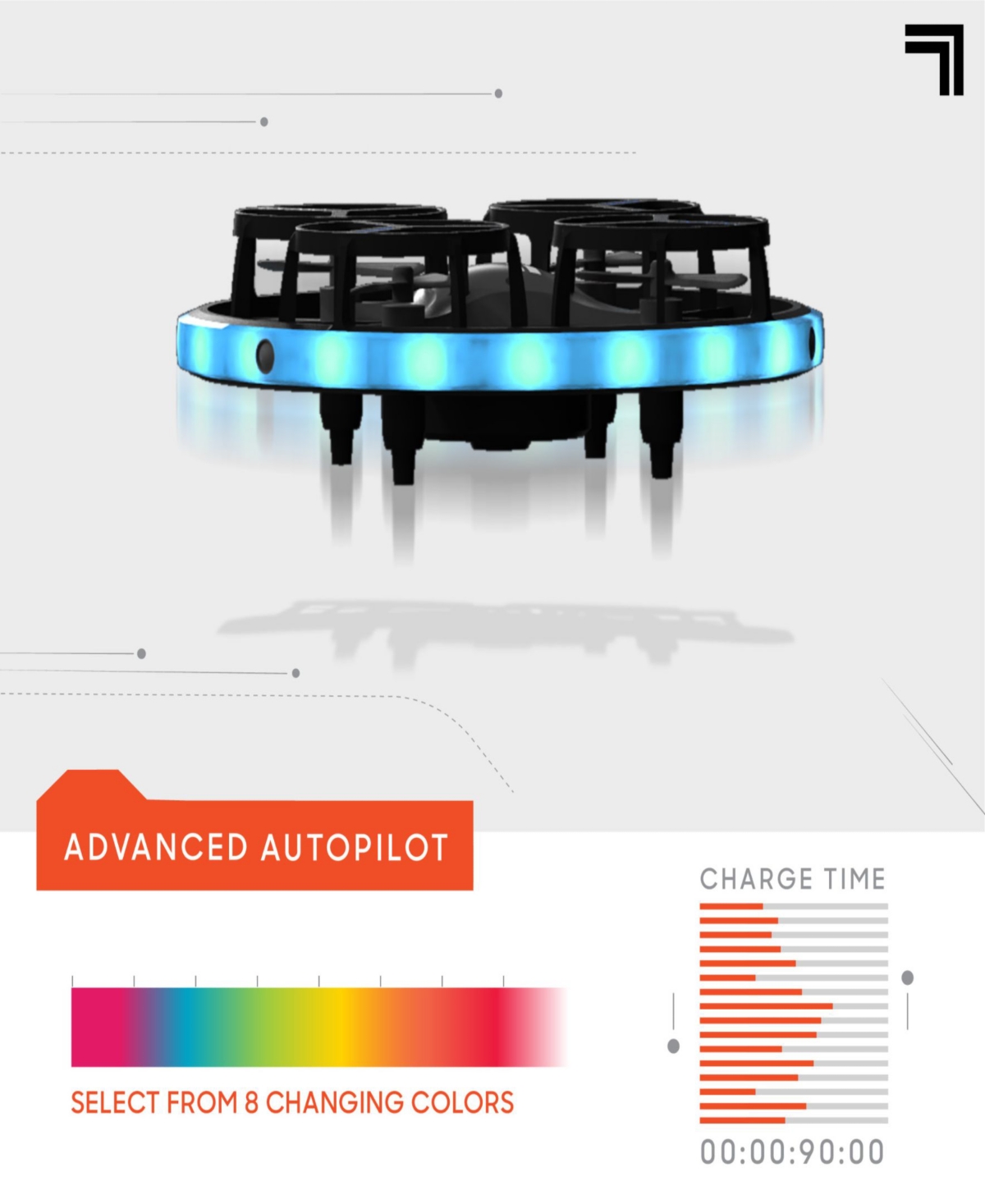 Shop Sharper Image Glow Motion Rechargeable Gesture-control Indoor Stunt Drone In Gray