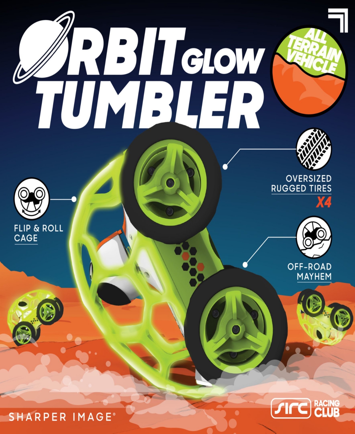 Sharper Image Orbit Tumbler Glow-in-the-dark All-terrain Rover Toy In Bright Green