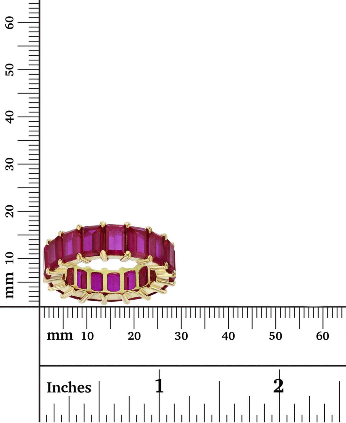 Cubic Zirconia Eternity Band in 14k Yellow Gold Plated Plated Sterling Silver - Red