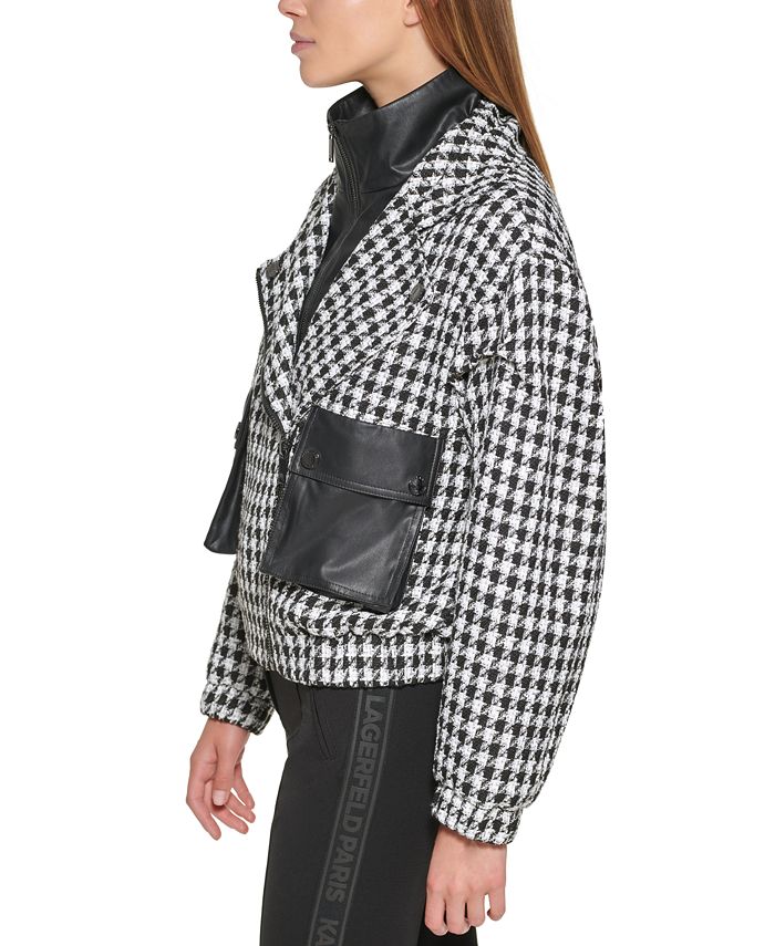 Karl Lagerfeld Paris Tweed Jacket With Contrast Pockets Macy's