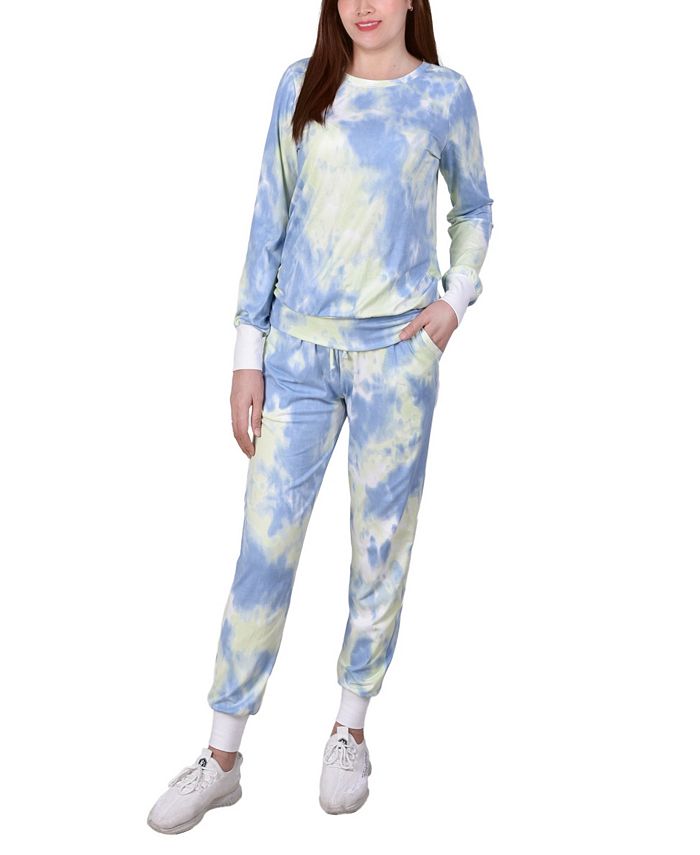 NY Collection Petite Tie Dyed Joggers - Macy's
