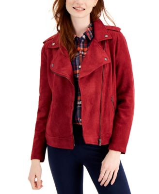 petite faux suede biker jacket