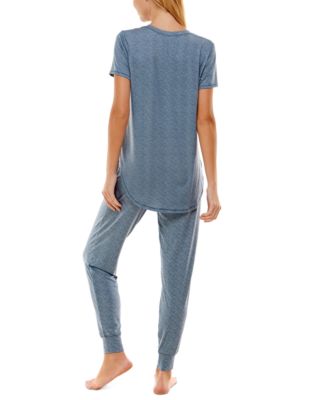Printed Short Sleeve Top & Jogger Pajama Set