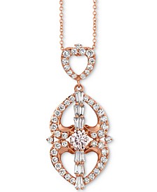 Nude Diamond Openwork Round & Baguette 18" Pendant Necklace (1-1/20 ct. t.w.) in 14k Rose Gold