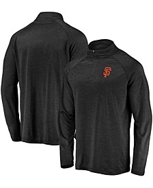 Men's Black San Francisco Giants Iconic Striated Primary Logo Raglan Quarter-Zip Pullover Jacket