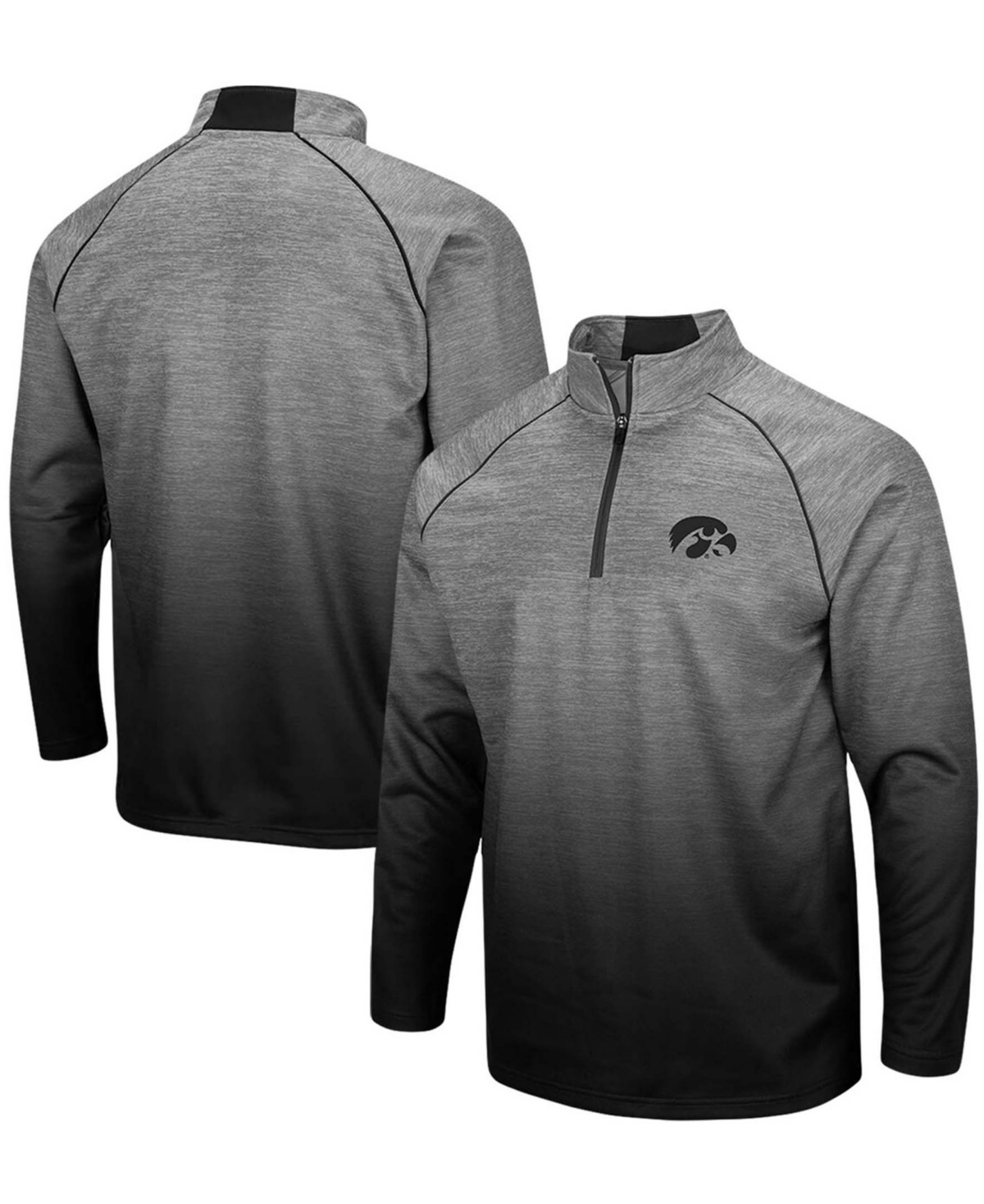 COLOSSEUM MEN'S HEATHERED GRAY IOWA HAWKEYES SITWELL SUBLIMATED QUARTER-ZIP PULLOVER JACKET