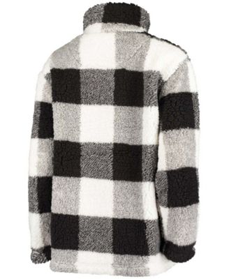 Women's Black Baltimore Ravens Sherpa Plaid Quarter-Zip Jacket