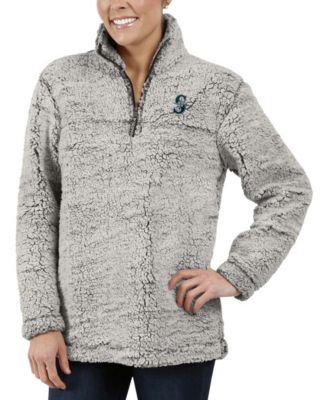Women's Gray Seattle Mariners Sherpa Quarter-Zip Pullover Jacket