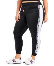 Plus Size Contrast-Panel Velour Joggers