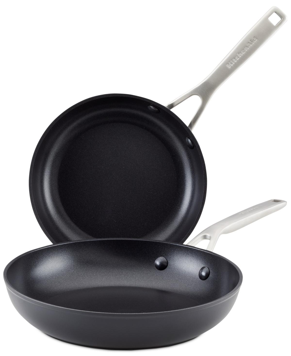 Kitchenaid Hard-anodized 2 Piece Induction Nonstick Frying Pan Set In Matte Black