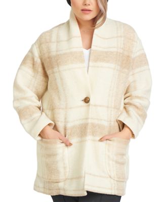 Black Tape - Plus Trendy Plaid Cocoon Jacket