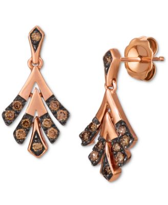Chocolatier&reg; Chocolate Diamond Drop Earrings (1/4 ct. t.w.) in 14k Rose Gold
