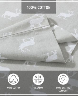 Printed Cotton Flannel 3-Pc. Sheet Set, Twin