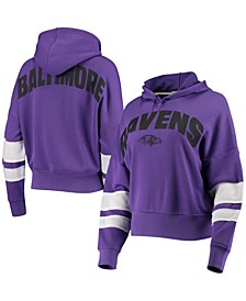 Women's Purple, White Baltimore Ravens Sideline Stripe Pullover Hoodie
