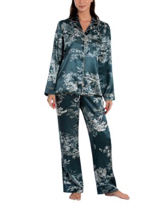 Linea Donatella - Printed Satin Notch-Collar Pajama Set