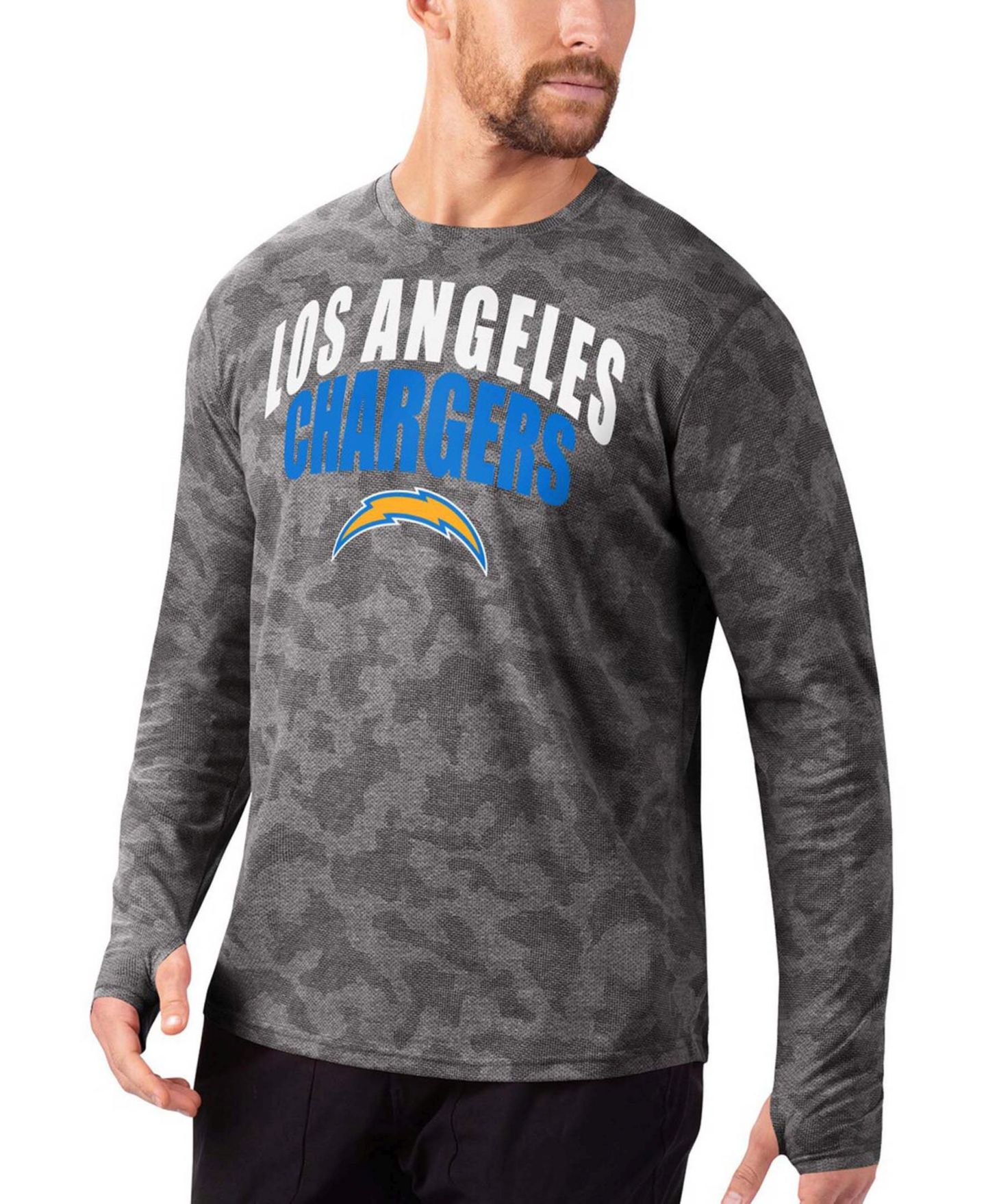 Мужская футболка MSX by Michael Strahan Black Los Angeles Chargers Camo Performance Long Sleeve — фото 1