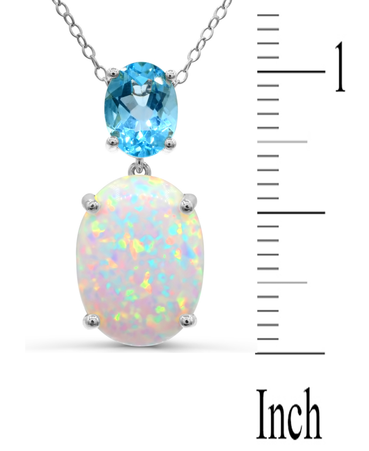 Shop Macy's Lab-grown Opal (4-1/3 Ct. T.w.) & Sky Blue Topaz (2 Ct. T.w.) 18" Pendant Necklace In Sterling Silve In Multi Gemstone