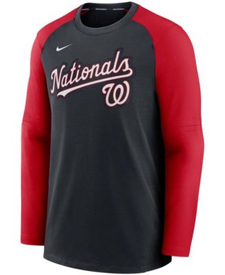 Men's Navy, Red Washington Nationals Authentic Collection Pregame Performance Raglan Pullover Sweatshirt