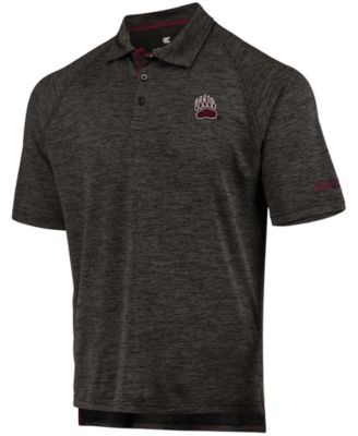 Men's Heather Black Montana Grizzlies Down Swing Raglan Polo Shirt