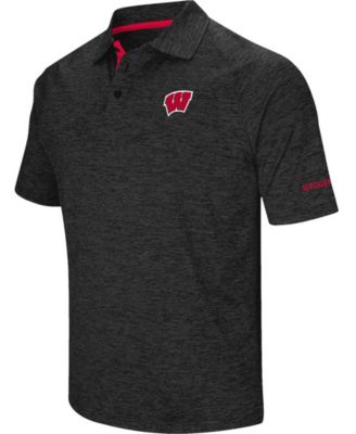 Men's Heather Black Wisconsin Badgers Down Swing Polo Shirt