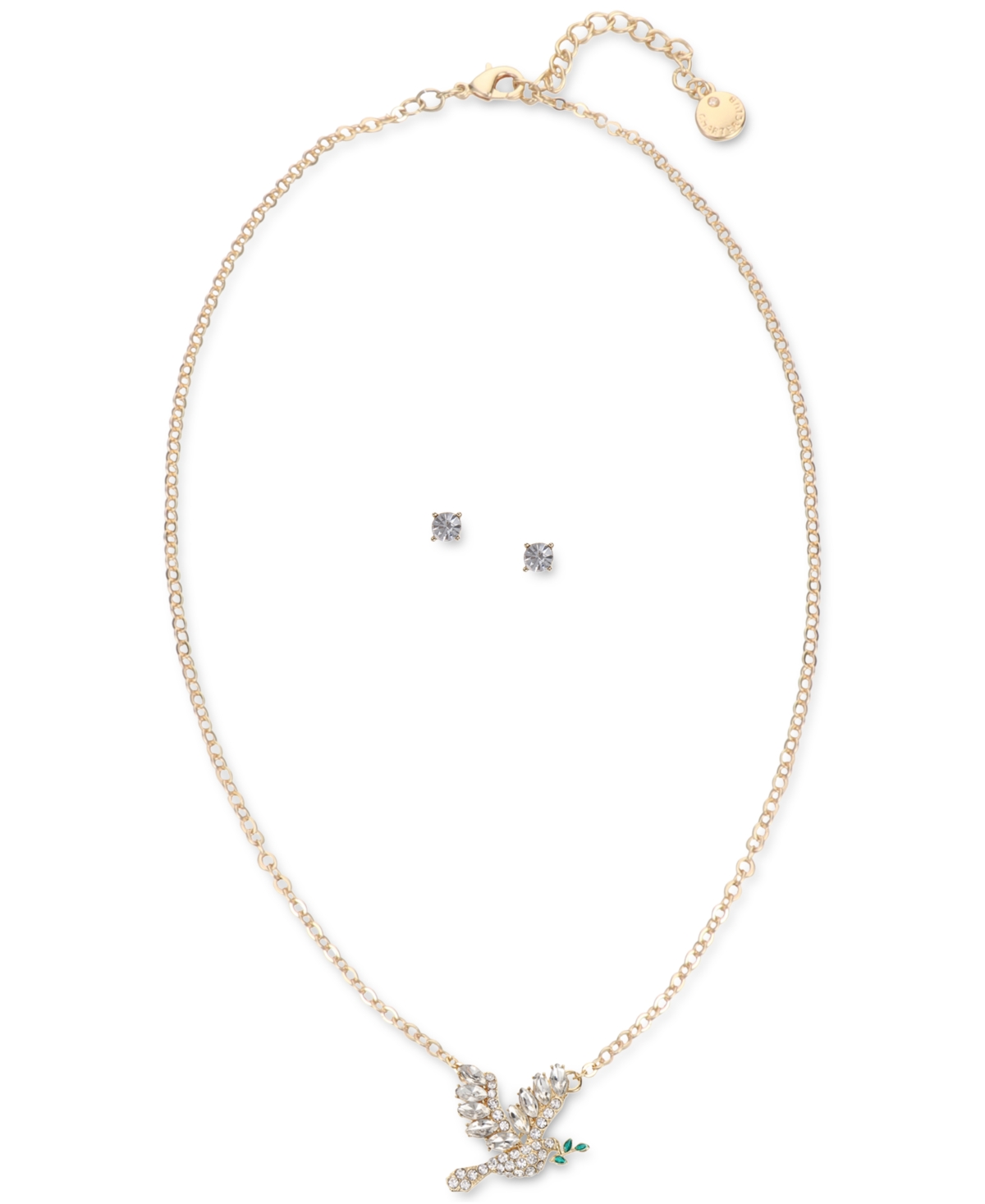 Charter Club Gold-Tone Crystal Dove Pendant Necklace & Stud Earrings Set, Created for Macy's