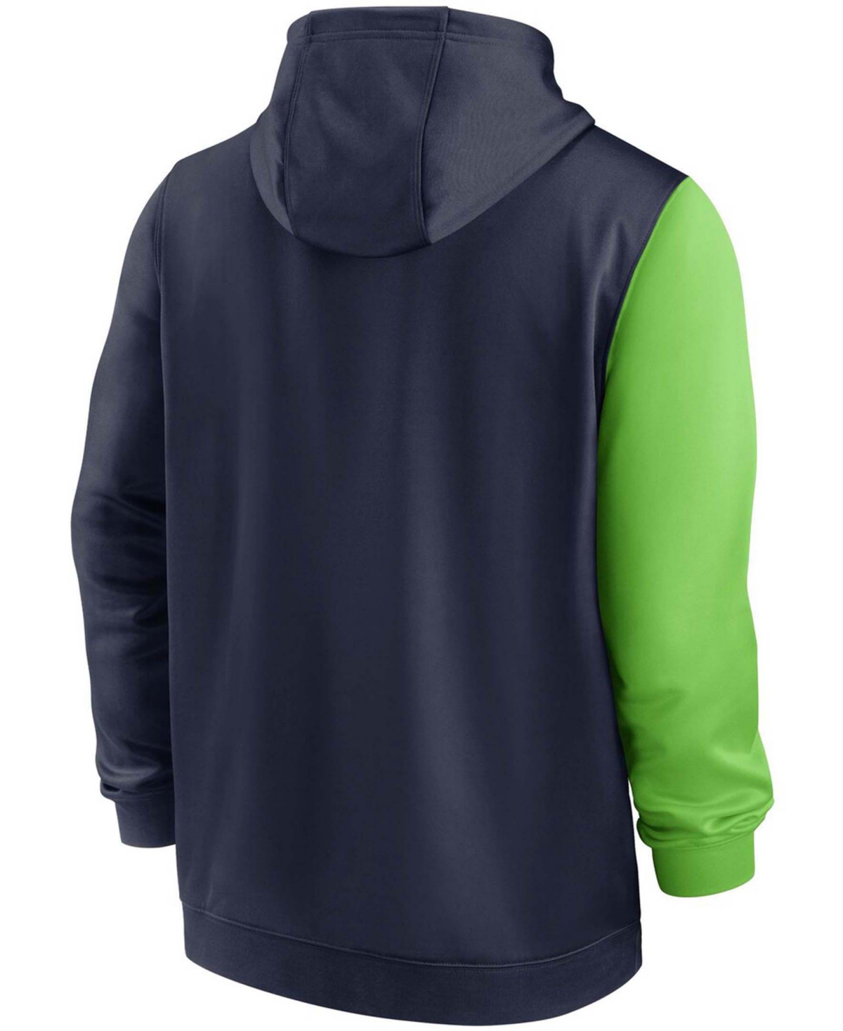 Shop Nike Men's College Navy, Neon Green Seattle Seahawks Colorblock Performance Pullover Hoodie