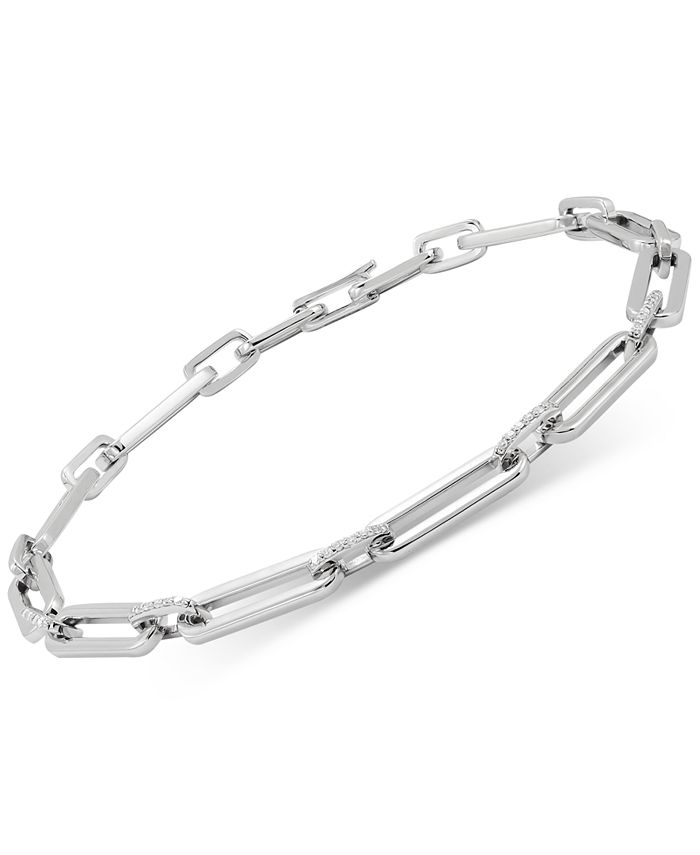 Macy's Diamond Link Chain Bracelet (1/10 ct. t.w.) in Sterling Silver