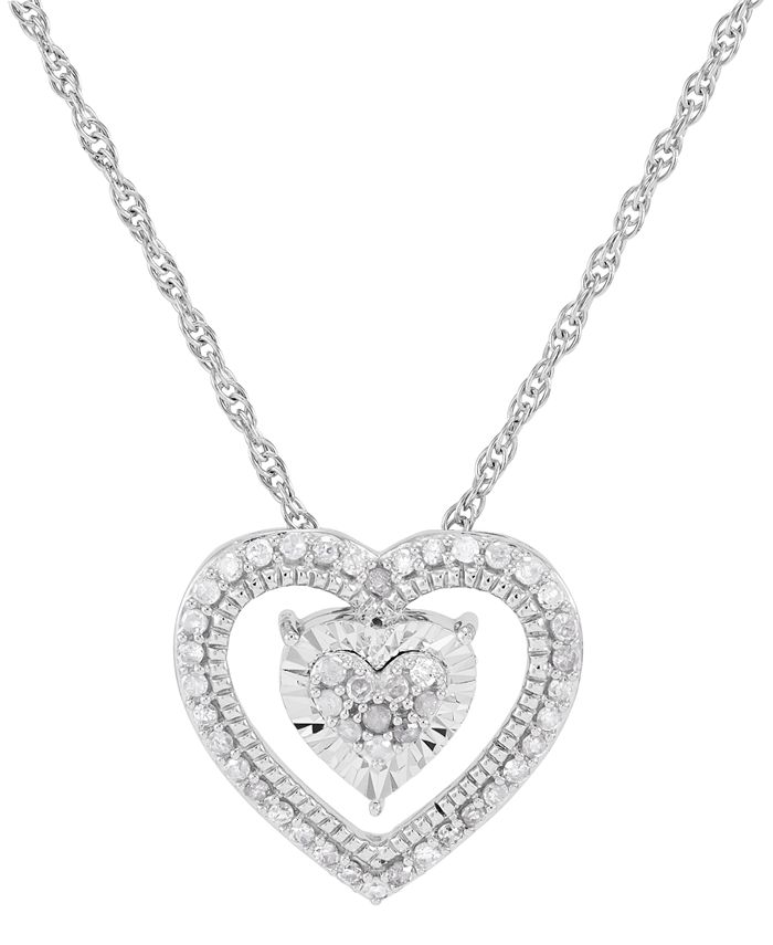 Diamond Heart Pendant Necklace 001-165-01614 14KW, Simon Jewelers