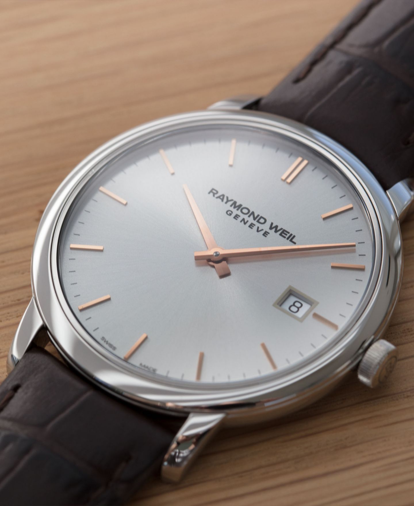 Мужские часы Raymond Weil Swiss Toccata Brown Leather Strap Watch 39mm — фото 8