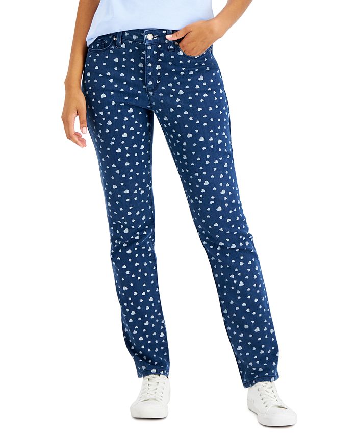 Buy Tommy Hilfiger women skinny fit allover print belt loop pants white  blue Online