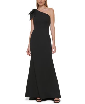 Eliza J Bow-Trim One-Shoulder Gown 