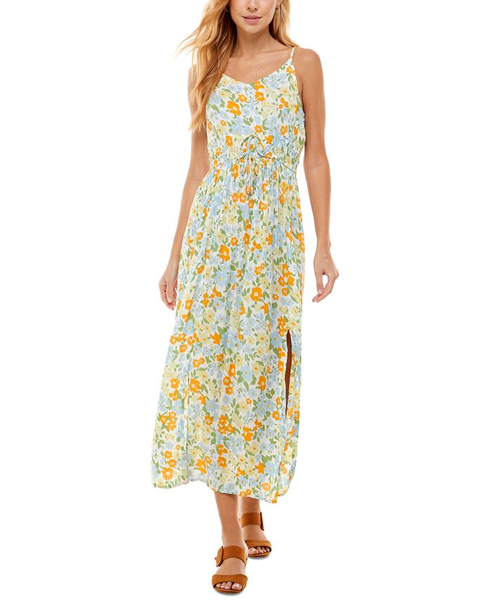 Planet Gold Juniors' Floral-Print Crinkled Maxi Dress - Macy's