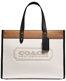 Colorblock Coach Badge Leather Field Tote 30
