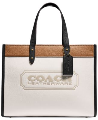 COACH Field Tote 22 With Colorblock Leather And Coach Badge - Macy's
