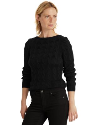 lauren ralph lauren boat neck cable knit sweater