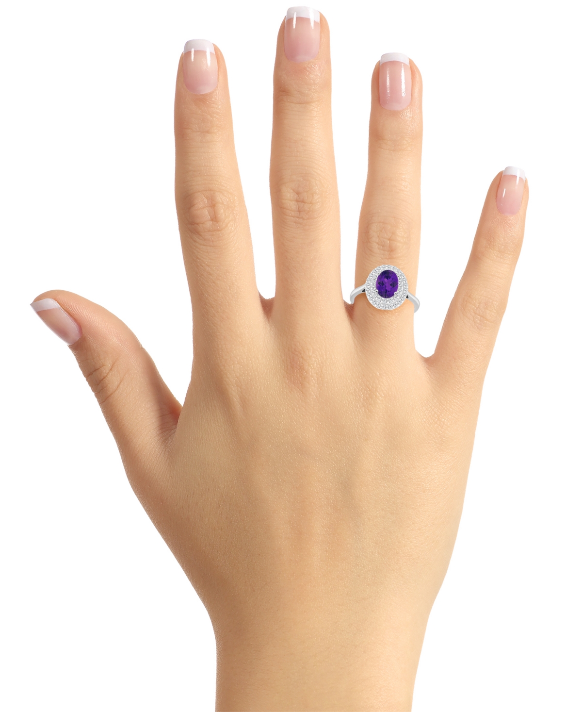 Rhodolite Garnet (1-1/2 ct. t.w.) & White Topaz (3/8 ct. t.w.) Oval Halo Ring in Sterling Silver (Also in Citrine, Blue Topaz, & Peridot)