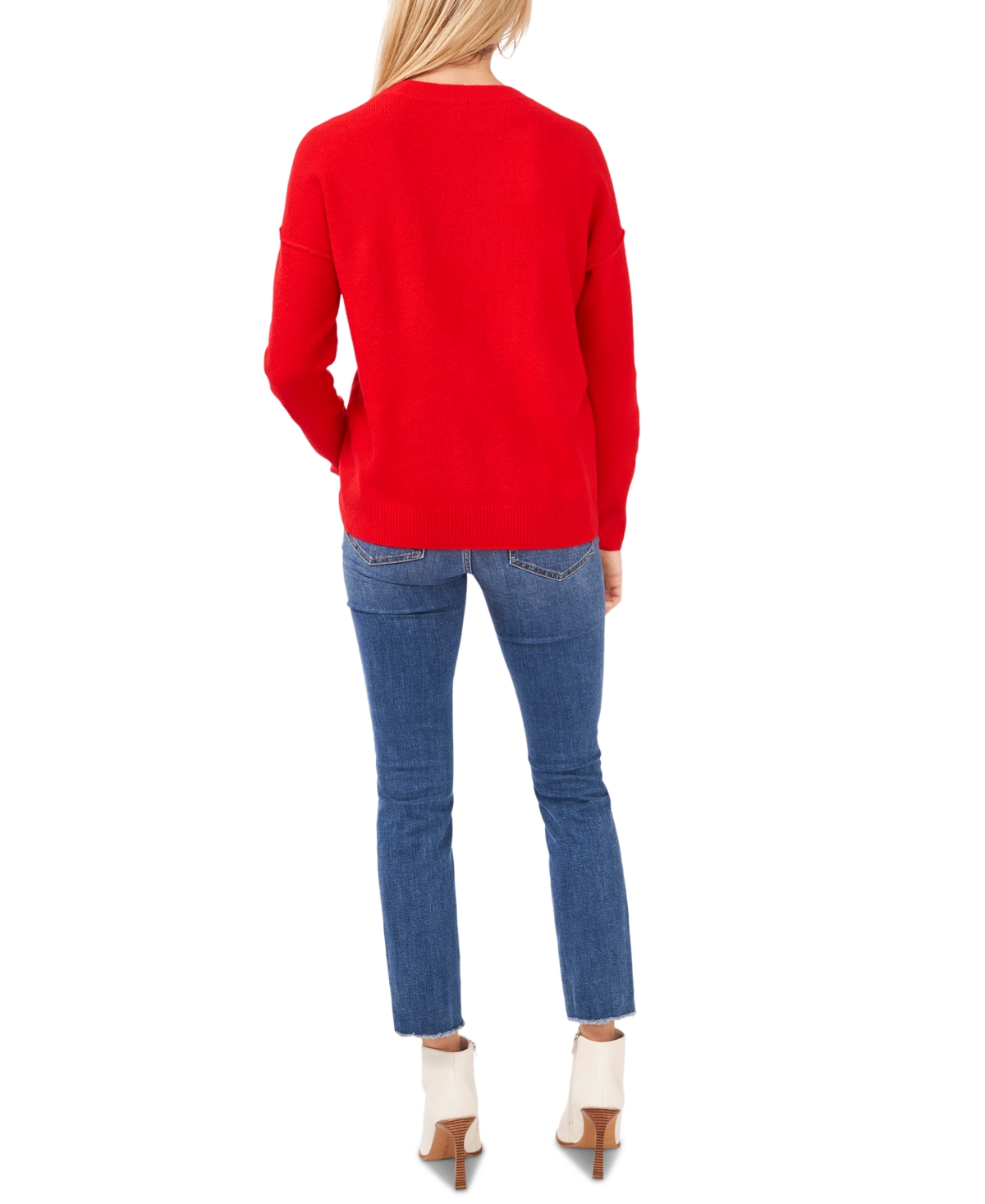 Vince Camuto Long Sleeve Extend Shoulder Sweater In Bright Cherry
