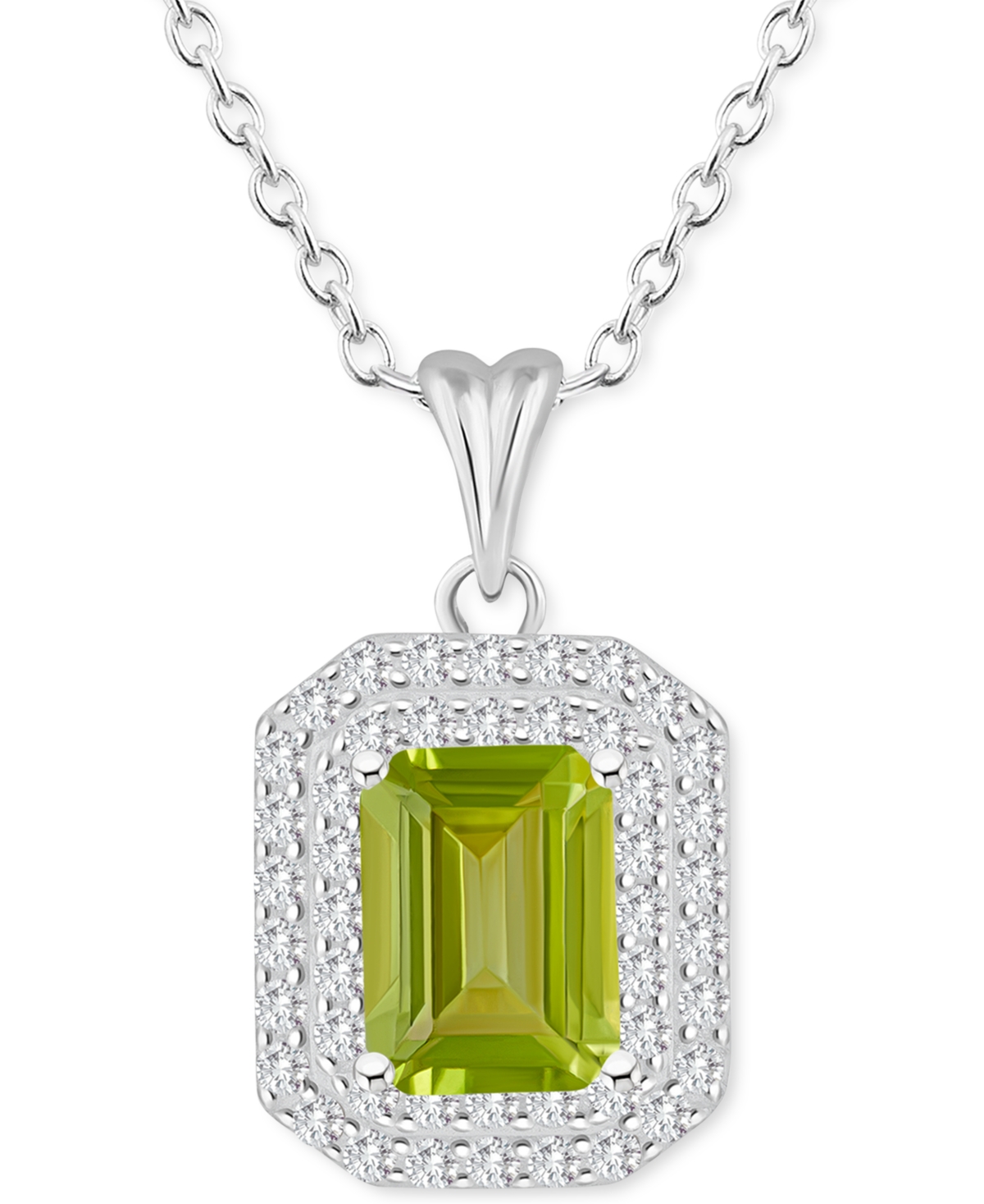 Rhodolite Garnet (2 ct. t.w.) & White Topaz (1/2 ct. t.w.) Octagon Halo Pendant Necklace in Sterling Silver (Also in Citrine, Amethyst &